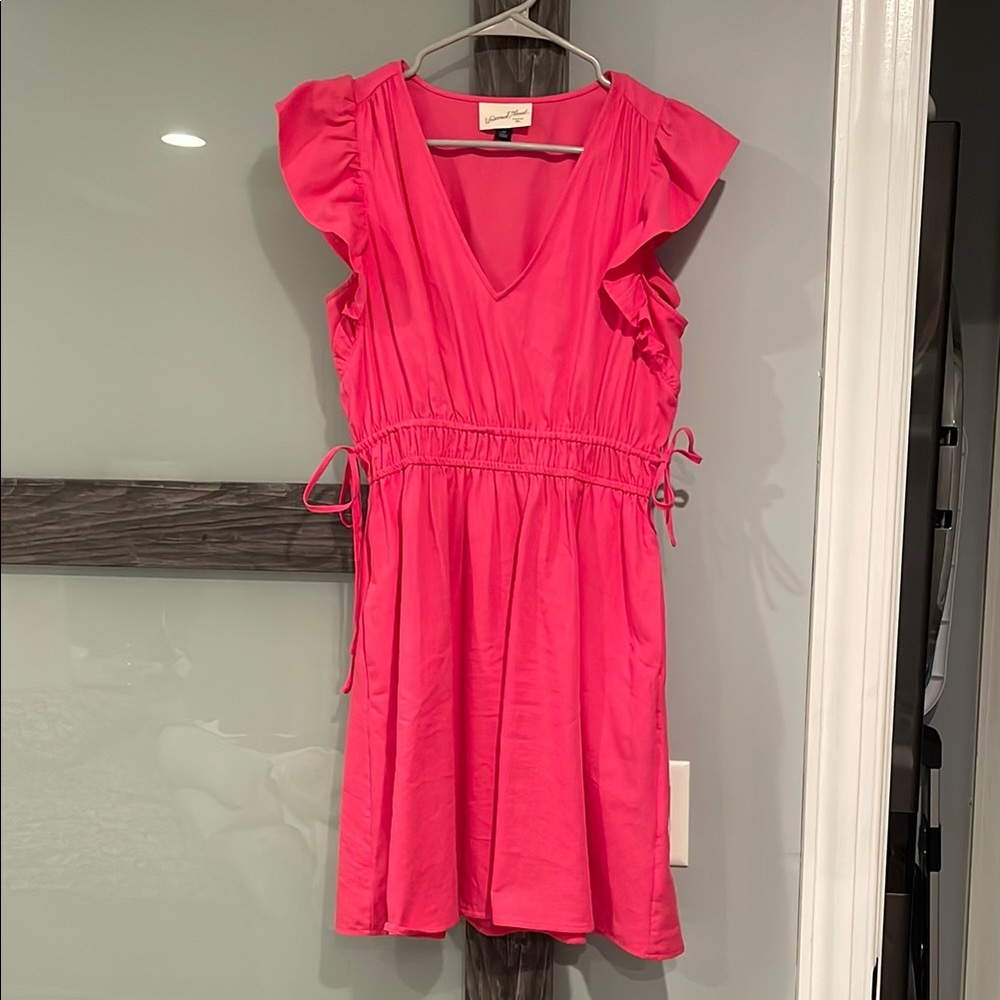 Pink Ruffled V-Neck Dress - Picture 2 of 6